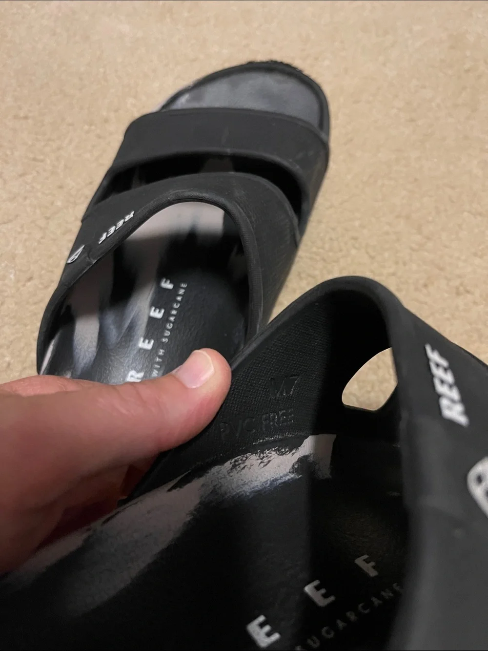 Reef Black Slide Sandals with Tie-Dye Footbed